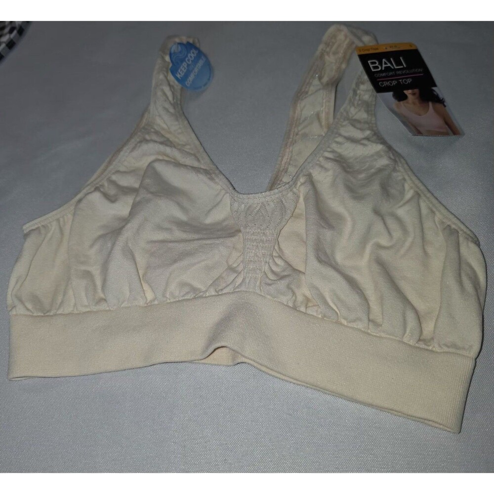 Bali Woman's Comfort Revolution Microfiber Crop Top, Size Small Beige